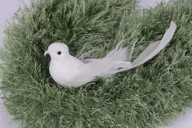 Bílý ptáček 15x6 cm ozdoba s magnetem