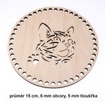 Dno - víko překližkové kočka  15cm/6mm