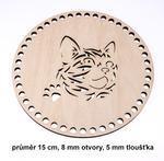 Dno - víko překližkové kočka  15cm/8mm