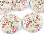 Knoflík 40mm dřevěný s květy
