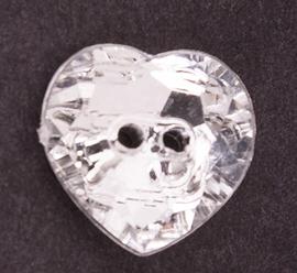 Knoflík 15 mm průhledné srdce