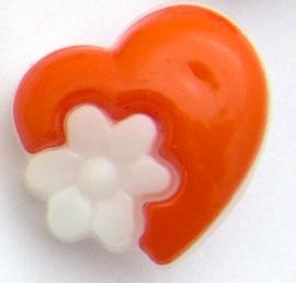 Knoflík 14 mm srdce s kytičkou
